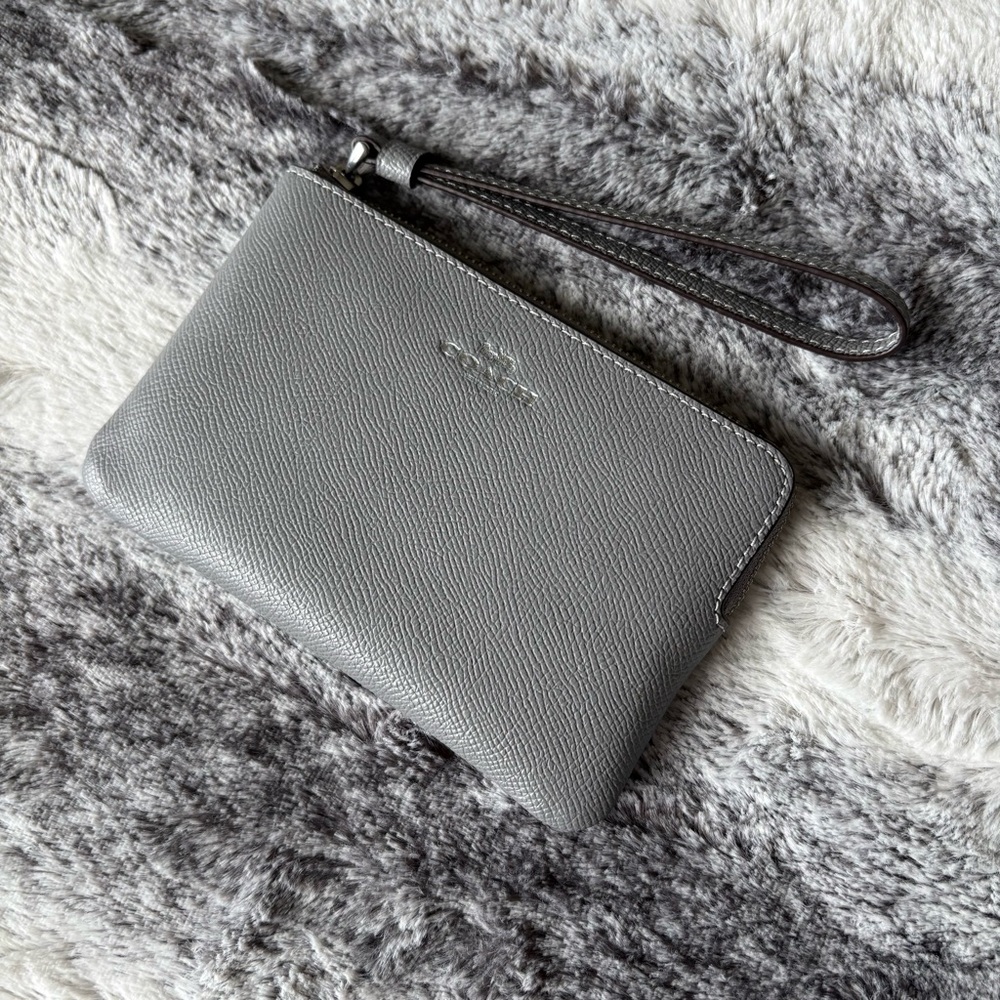 Coach Charcoal Leather Wristlet